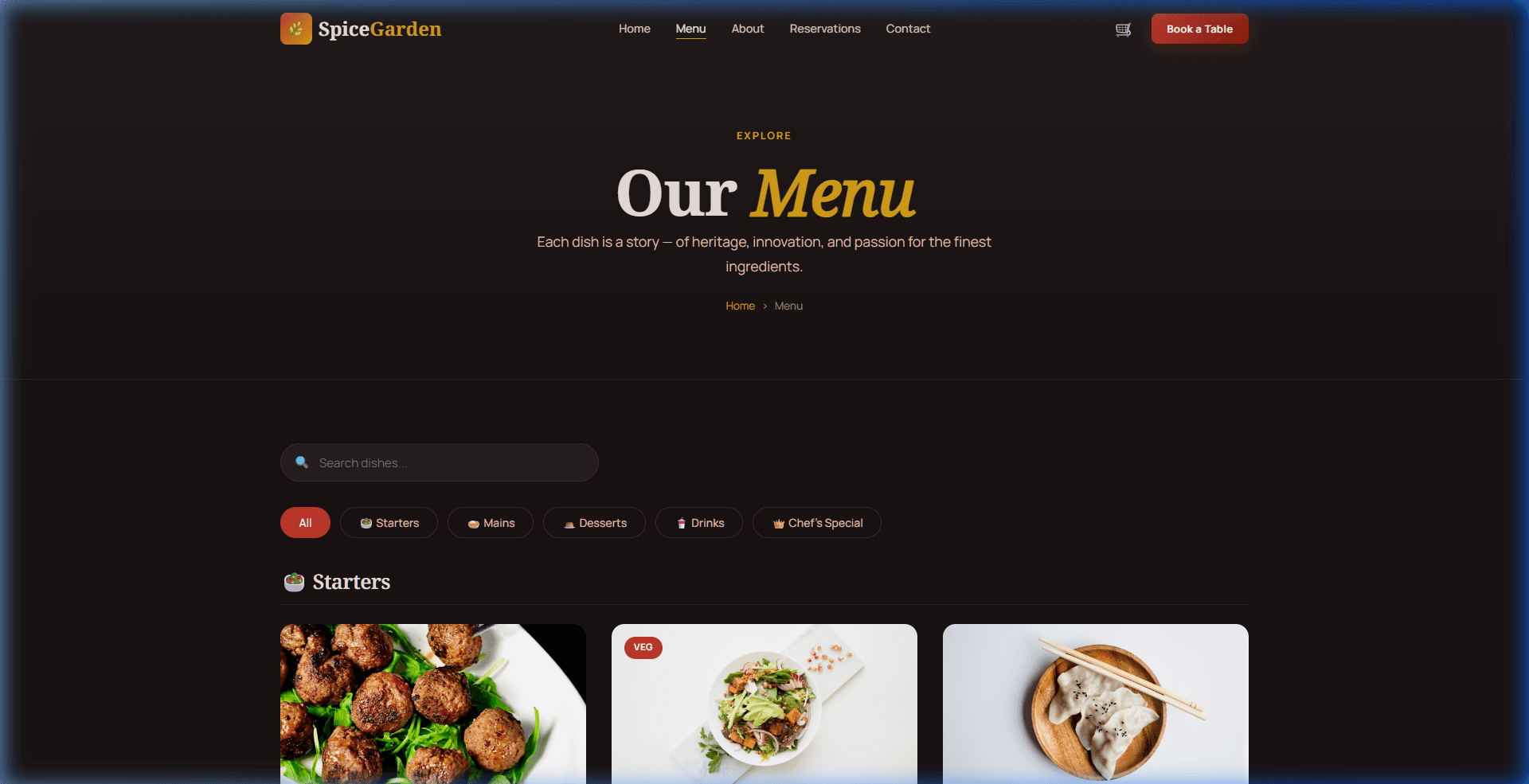 Interactive Menu