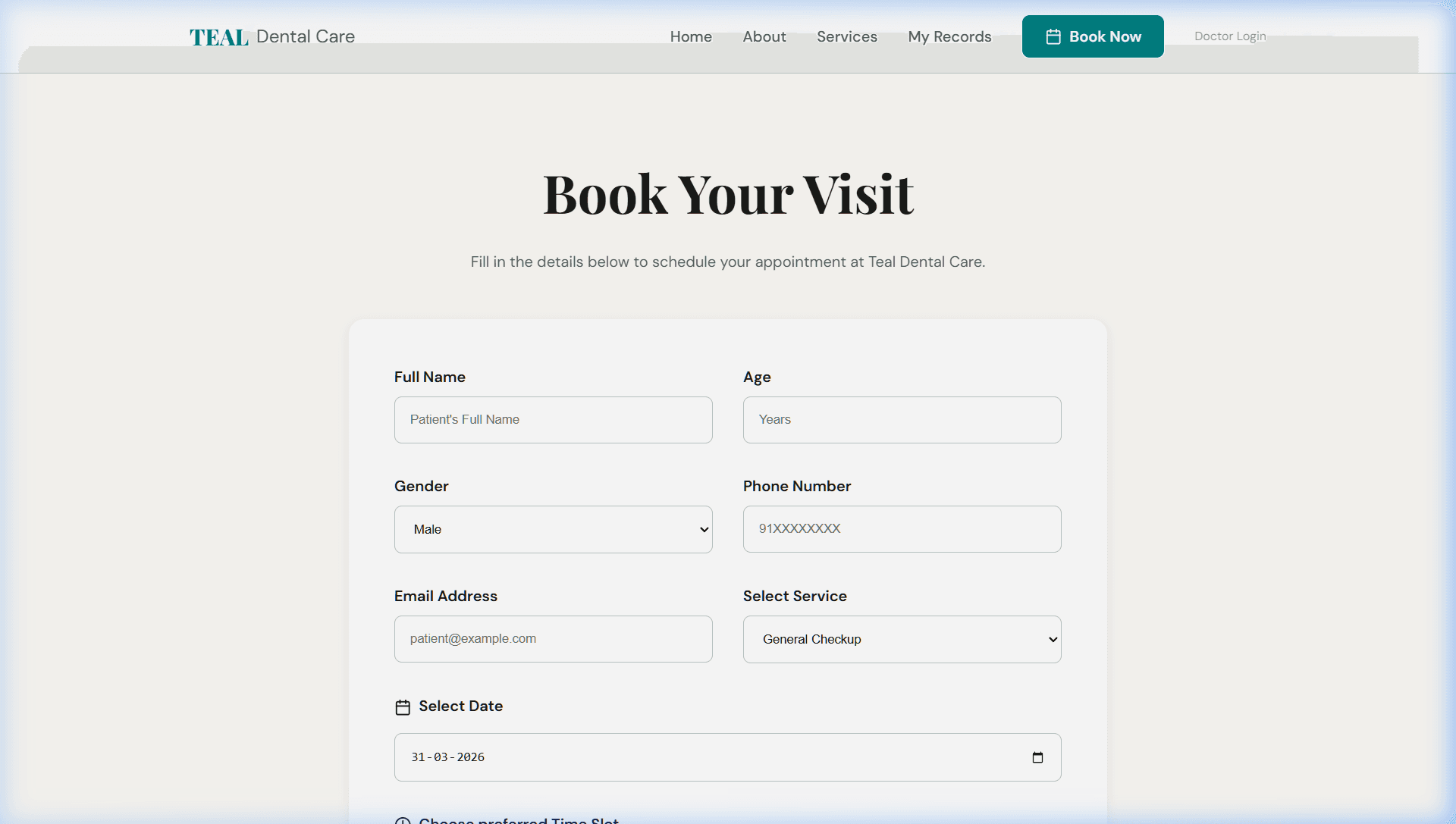 Appointment Booking Interface
